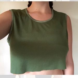 Corduroy Green Cropped-Tank